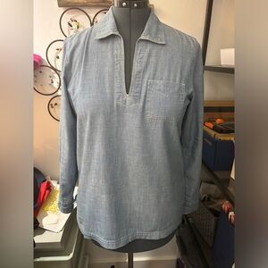 J Crew Chambray Pullover Top, Size M